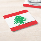 レバノン国旗と中東/スポーツパーティー装飾 スクエアペーパーコースター (アングル)
