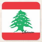 レバノン国旗と中東/スポーツパーティー装飾 スクエアペーパーコースター (正面)