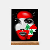 レバノン国旗と少女の顔の地図 アクリルサイン (正面)