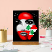 レバノン国旗と少女の顔の地図 アクリルサイン (ウェディング)