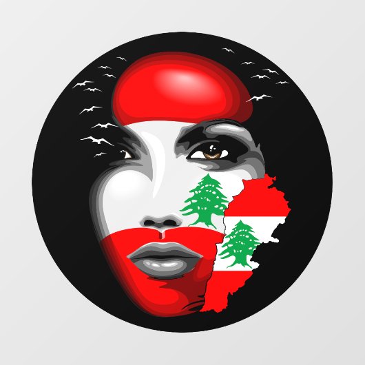 レバノン国旗と少女の顔の地図 ウィンドウサイン (シート)