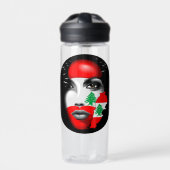 レバノン国旗と少女の顔の地図 ウォーターボトル (正面)