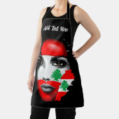 レバノン国旗と少女の顔の地図 エプロン (インサイチュ)