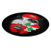 レバノン国旗と少女の顔の地図 カッティングボード (角)