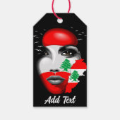 レバノン国旗と少女の顔の地図 ギフトタグ (正面)