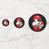 レバノン国旗と少女の顔の地図 コンフェッティ (正面)