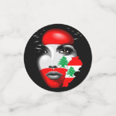 レバノン国旗と少女の顔の地図 コンフェッティ (スモール正面)