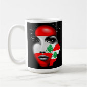 レバノン国旗と少女の顔の地図 コーヒーマグカップ (左)