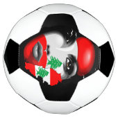 レバノン国旗と少女の顔の地図 サッカーボール (回転)