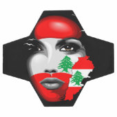 レバノン国旗と少女の顔の地図 サッカーボール (フラット)