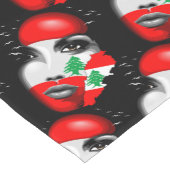 レバノン国旗と少女の顔の地図 ショートテーブルランナー (コーナー)