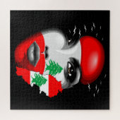 レバノン国旗と少女の顔の地図 ジグソーパズル (横)