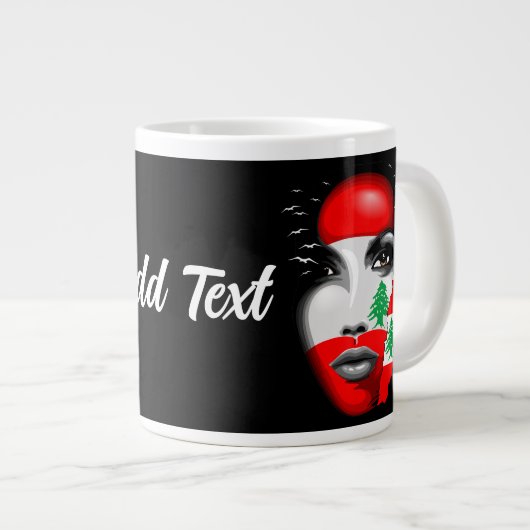 レバノン国旗と少女の顔の地図 ジャンボコーヒーマグカップ (正面右)