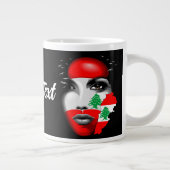 レバノン国旗と少女の顔の地図 ジャンボコーヒーマグカップ (右)