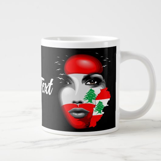 レバノン国旗と少女の顔の地図 ジャンボコーヒーマグカップ (右)