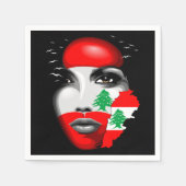 レバノン国旗と少女の顔の地図 スタンダードカクテルナプキン (正面)