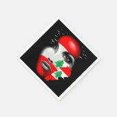 レバノン国旗と少女の顔の地図 スタンダードカクテルナプキン (角)