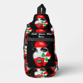 レバノン国旗と少女の顔の地図 スリングバッグ (正面)