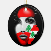 レバノン国旗と少女の顔の地図 セラミックオーナメント (左)