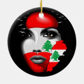 レバノン国旗と少女の顔の地図 セラミックオーナメント (裏面)