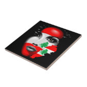 レバノン国旗と少女の顔の地図 タイル (側面)