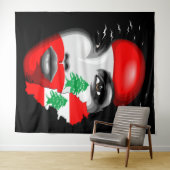 レバノン国旗と少女の顔の地図 タペストリー (インサイチュ(横))