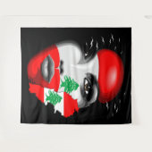 レバノン国旗と少女の顔の地図 タペストリー (正面(横))