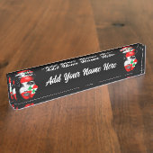 レバノン国旗と少女の顔の地図 デスクネームプレート (側面)