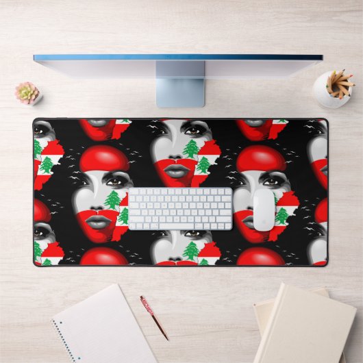 レバノン国旗と少女の顔の地図 デスクマット (オフィス1)