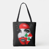 レバノン国旗と少女の顔の地図 トートバッグ (裏面)