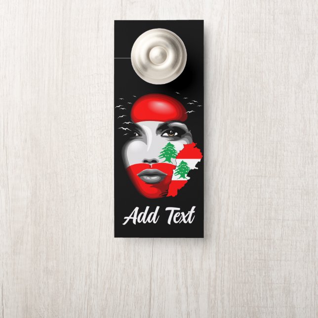 レバノン国旗と少女の顔の地図 ドアノブサイン (ノブ)