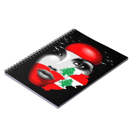 レバノン国旗と少女の顔の地図 ノートブック (左側)