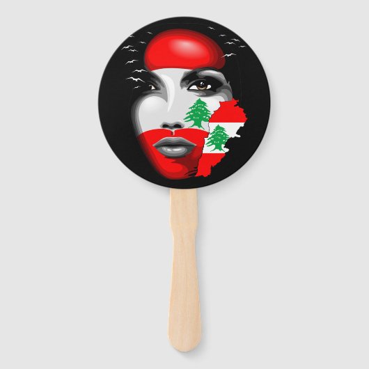 レバノン国旗と少女の顔の地図 ハンドファン (裏面)