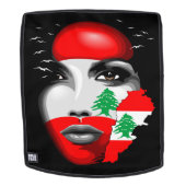 レバノン国旗と少女の顔の地図 バックパック (取り外し可フェース)