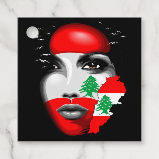 レバノン国旗と少女の顔の地図 フェイバータグ (正面)