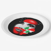レバノン国旗と少女の顔の地図 ペーパープレート (アングル)