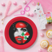 レバノン国旗と少女の顔の地図 ペーパープレート (パーティー)