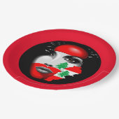 レバノン国旗と少女の顔の地図 ペーパープレート (アングル)