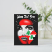 レバノン国旗と少女の顔の地図 ポストカード (スタンド正面)