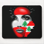 レバノン国旗と少女の顔の地図 マウスパッド (正面)