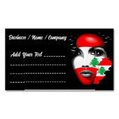 レバノン国旗と少女の顔の地図 マグネット名刺 (正面)