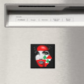 レバノン国旗と少女の顔の地図 マグネット (インサイチュ (食洗機))