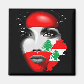 レバノン国旗と少女の顔の地図 マグネット (正面)