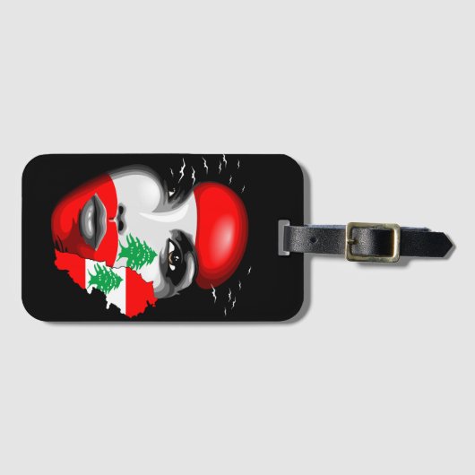 レバノン国旗と少女の顔の地図 ラゲッジタグ (正面横)