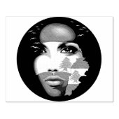 レバノン国旗と少女の顔の地図 ラバースタンプ (インプリント)