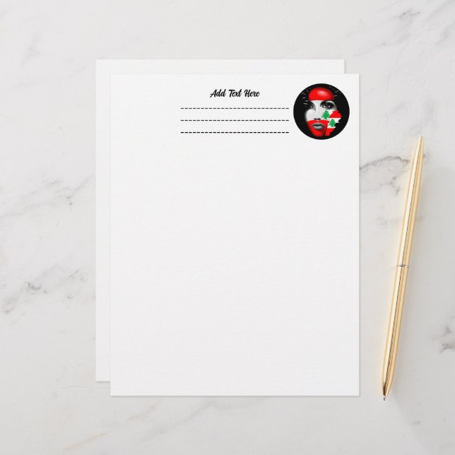 レバノン国旗と少女の顔の地図 レターヘッド (正面/裏面インサイチュ)