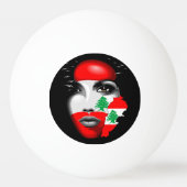 レバノン国旗と少女の顔の地図 卓球ボール (正面)