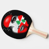 レバノン国旗と少女の顔の地図 卓球ラケット (横)