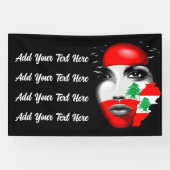 レバノン国旗と少女の顔の地図 横断幕 (横)