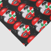 レバノン国旗と少女の顔の地図 薄葉紙 (詳細)